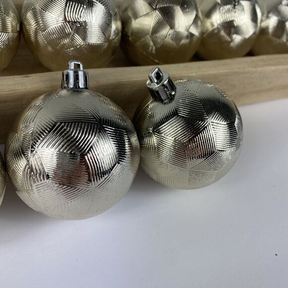 Christmas Ball Ornament Silver Textured Pattern Contemporary Matrix Space Set 10 - Picture 2 of 4